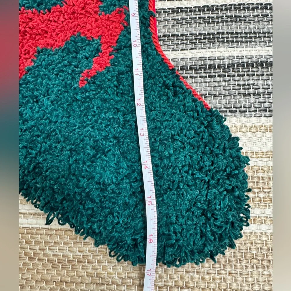 Reindeer Red Green Christmas‎ Holiday Stocking Boucle Fluffy